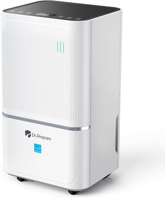 DR.PREPARE 2600 Sq.Ft Energy Star Dehumidifier, Max 38 Pints, Dehumidifier for Basement, Bedroom, bathroom with Drain Hose, Intelligent Humidity Control, Dry Clothes, 3 Modes, Sleep Mode, 24H Timer
