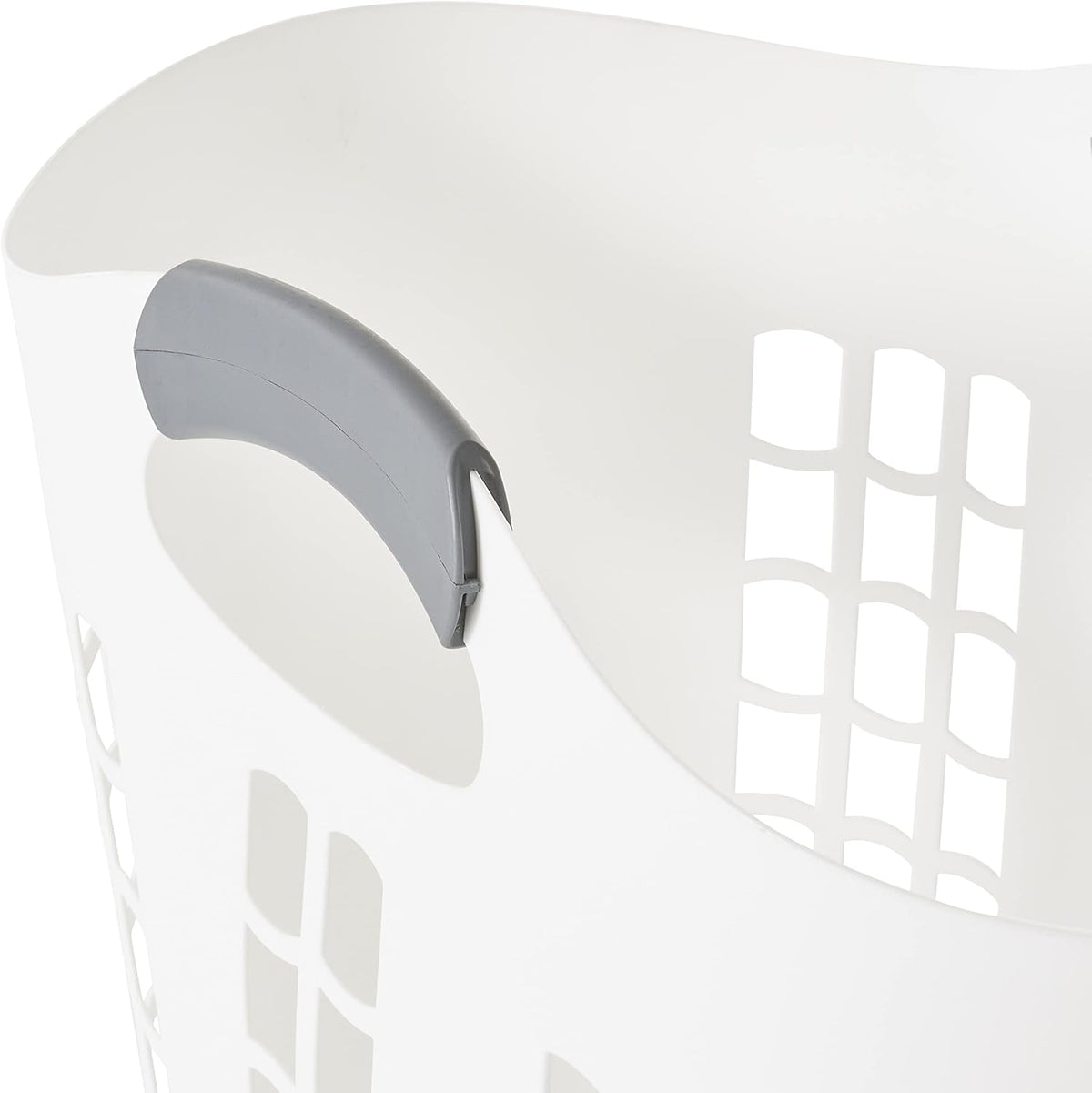 Gracious Living Laundry Basket, Easy Carry Flex Collapsible Hamper, 87.5L | Large Plastic Clothes Storage Organizer for Home, Bathroom, and Bedroom, White