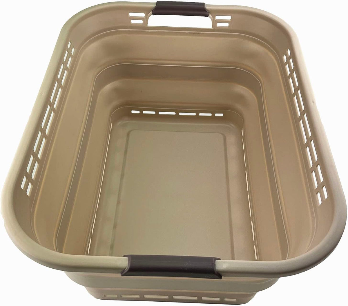 SAMMART 42L (11 Gallons) Collapsible Plastic Laundry Basket - Foldable Pop Up Storage Container/Organizer - Portable Washing Tub - Space Saving Hamper/Basket [BPA Free] (Apricot/Brown)