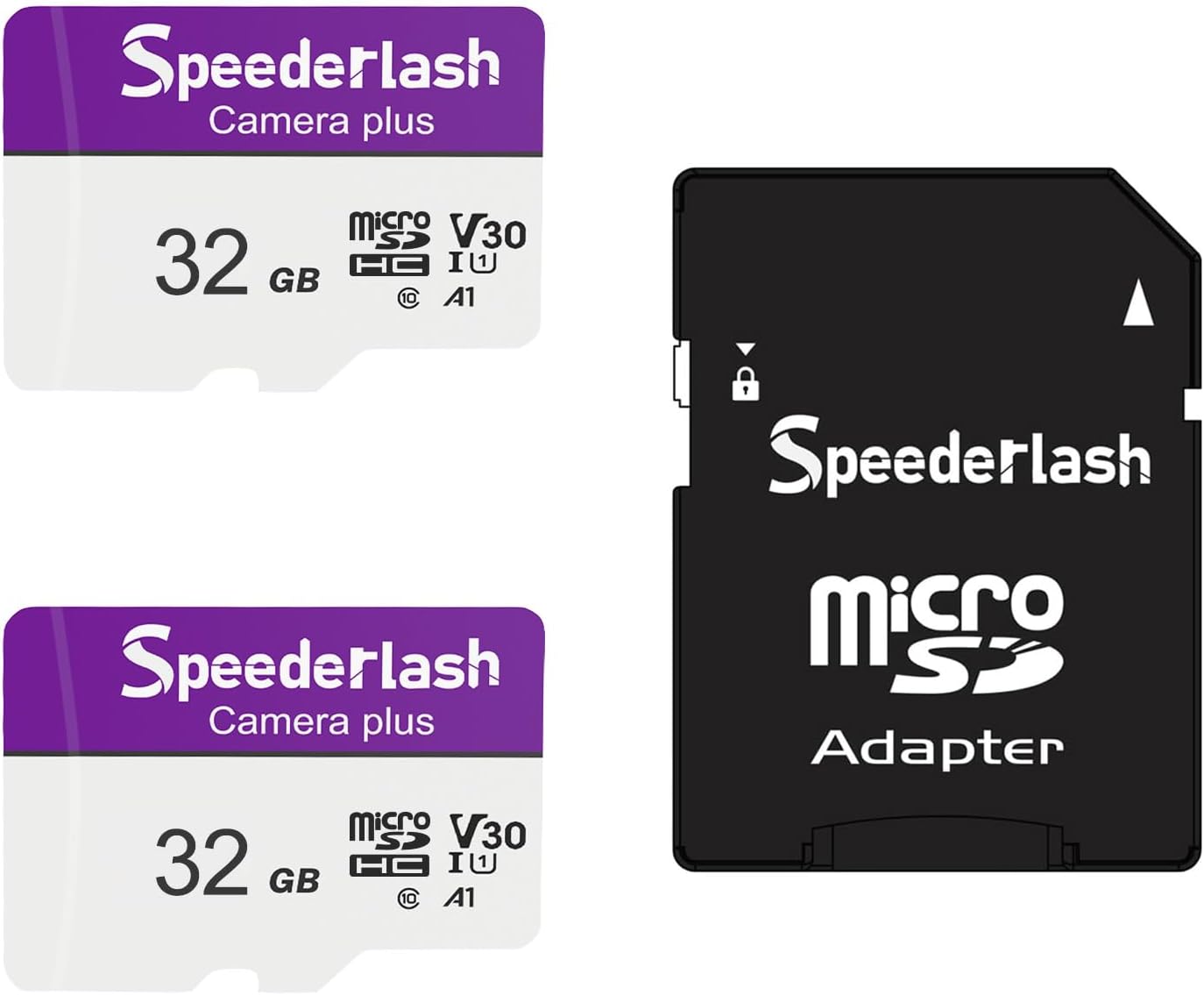 Micro SDXC Memory Card 64GB Pack, Speederlash Camera Plus TF Card with Adapter, 90MB/s Read Speed, 4K UHD&5K Video Support, U3 V30 A1 Rated, for Security Camera, Smartphone, Drone, Tablet, PC