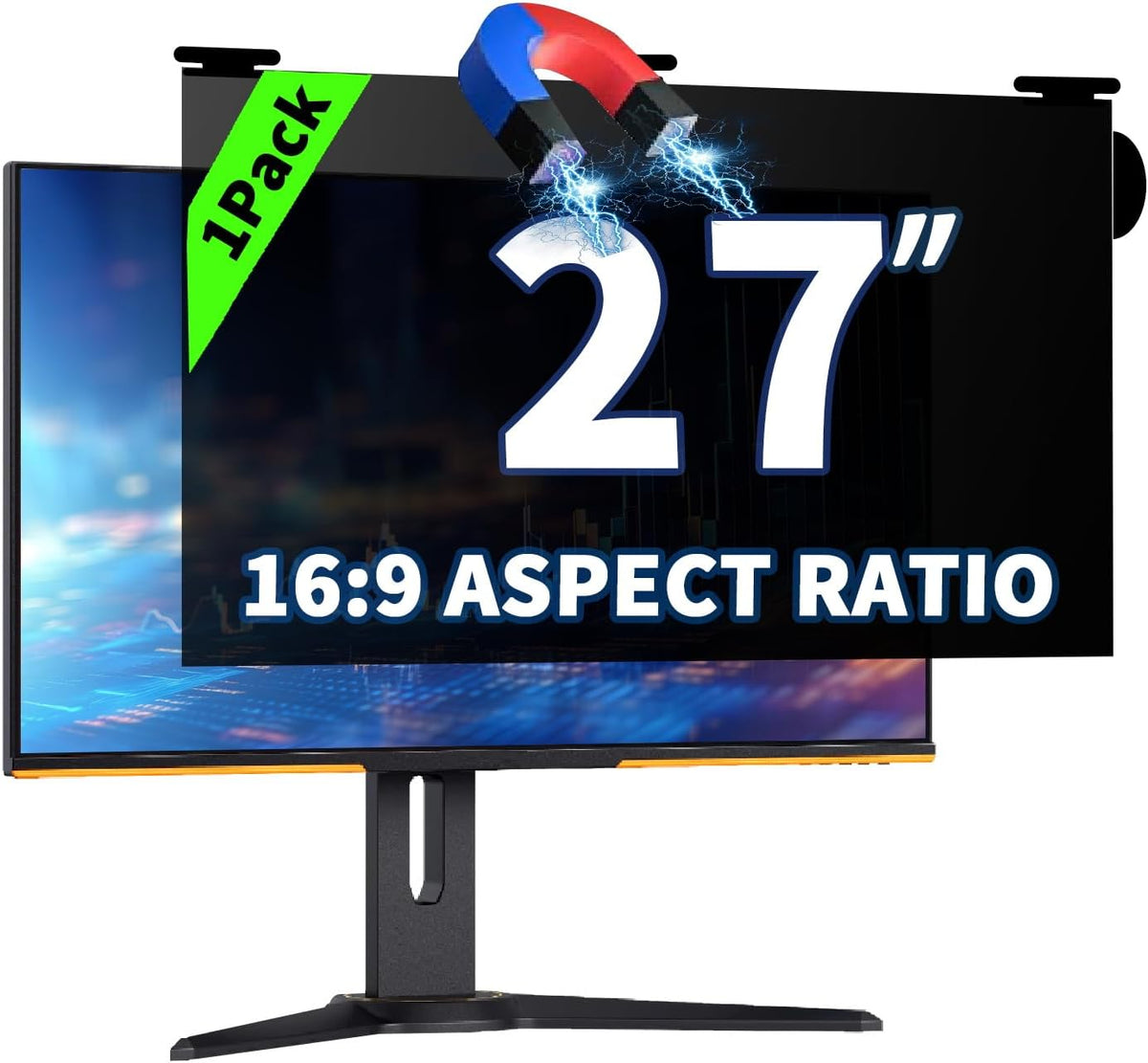 27'' Magnetic Hanging Computer Privacy Screen for 16:9 Widescreen Monitor