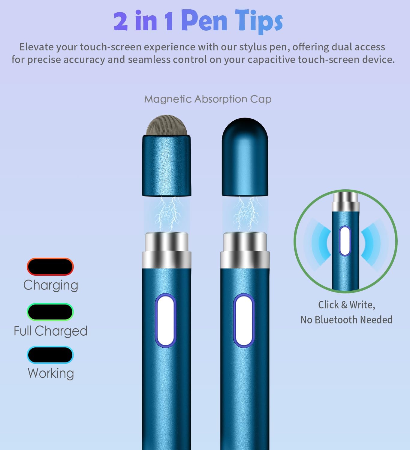 Active Stylus Pen for Touch Screens, Dual Pen Tips for Drawing &Writing,High Precise Universal Digital Pencil for A-pple i-Pad, i-Phone 17/16/15/14/13/12,Tablet/Smartphone/Sam-sung/K-indle - Dark Blue