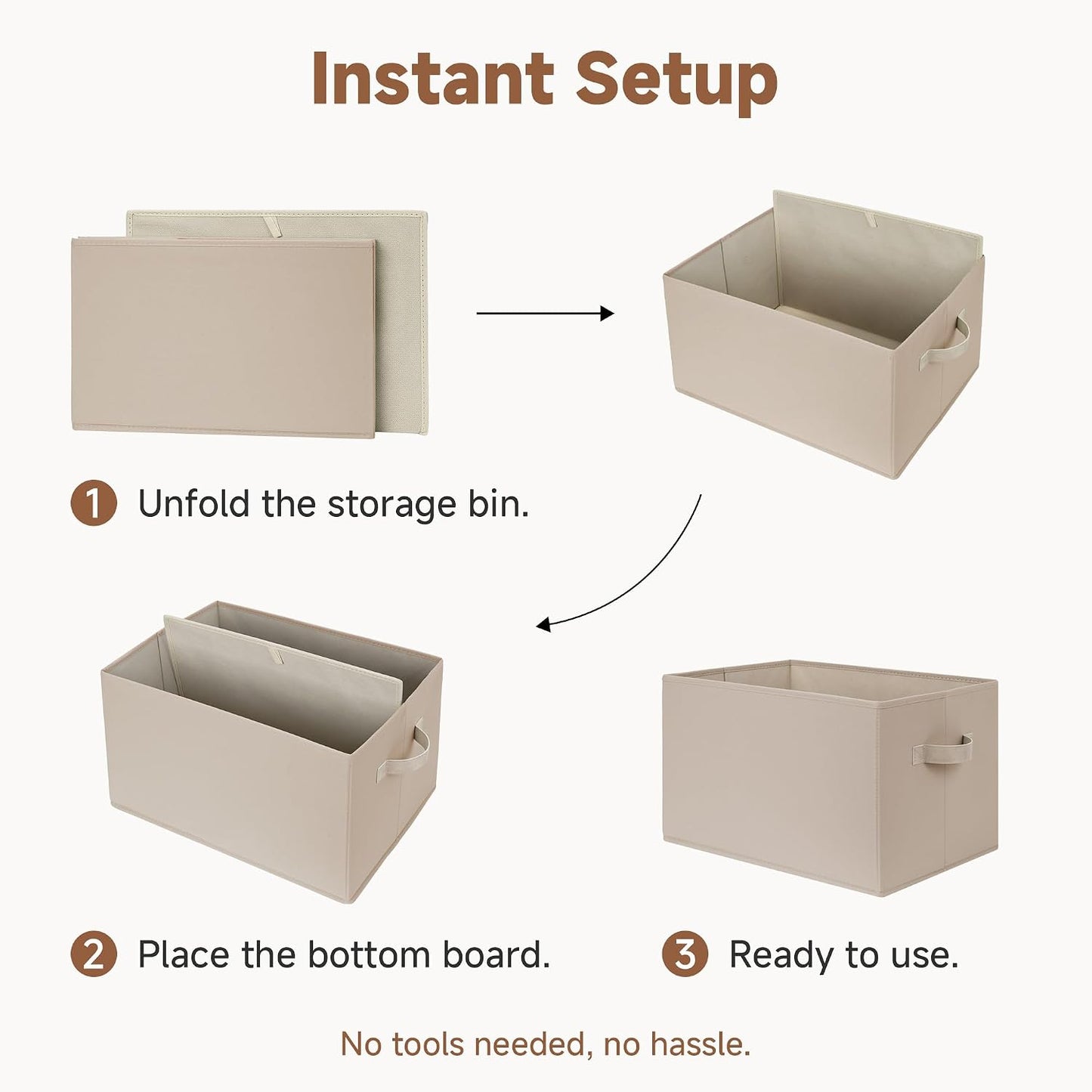 StorageWorks Storage Baskets for Shelves, Light Brown, Extra Large, 3-Pack | Closet Storage Bins, Closet Organization and Storage Bins, Fabric Organizer Baskets for Clothes