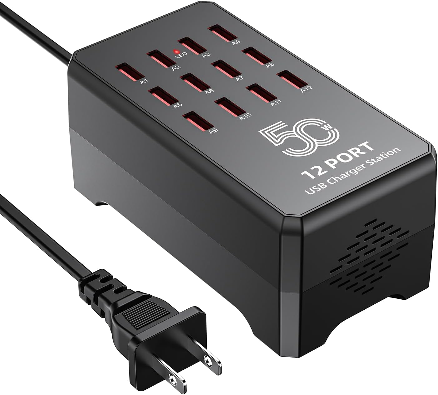 50W 12-Port USB Charging Station for Multiple Devices,Portable USB Charging Hub Compatible with iPhone, Android,Tablet and More-Compact Charger Block for Home, Office & Entrepreneur
