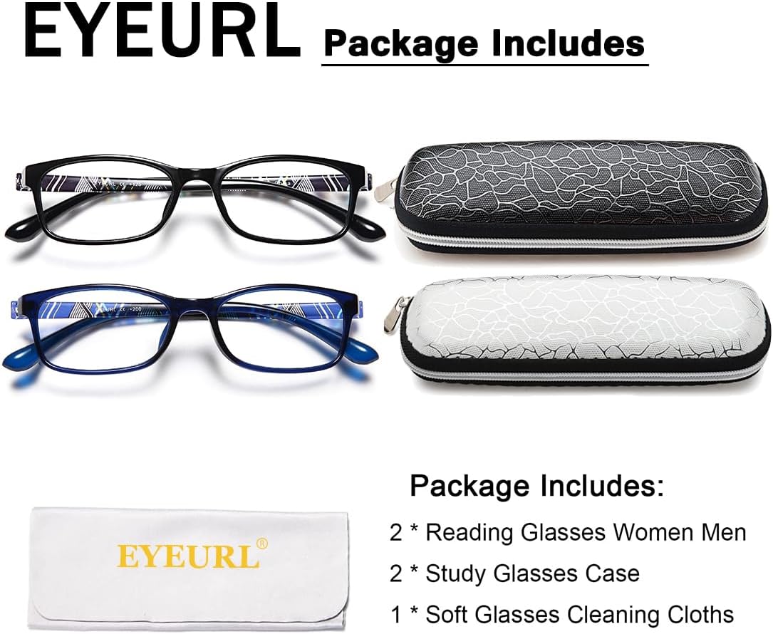 EYEURL Reading Glasses for Men Women Blue Light Blocking Readers 2.75