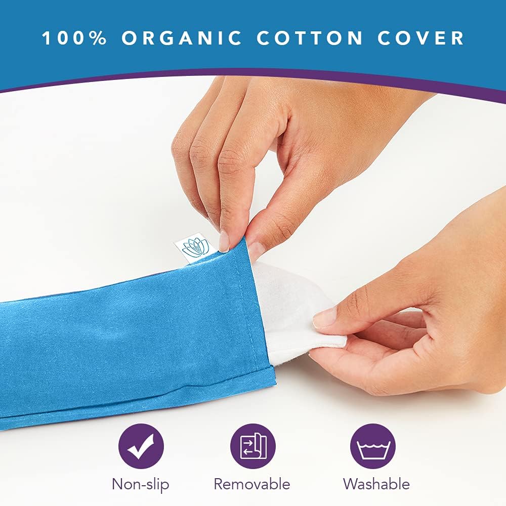Lotus Lavender Eye Pillow - Weighted Mask for Yoga & Sleep, Blue