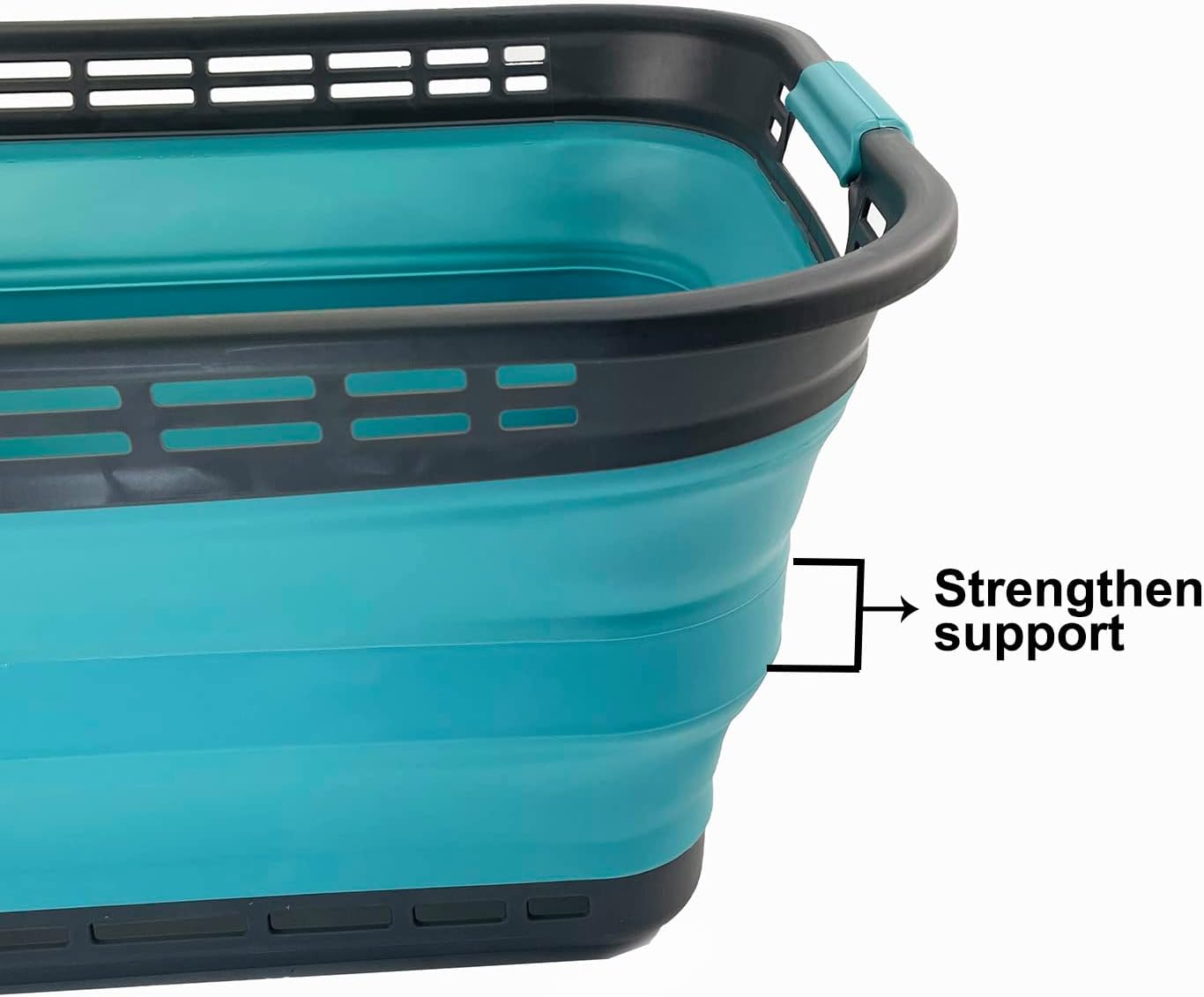 SAMMART 42L (11 Galloons) Collapsible Plastic Laundry Basket - Foldable Pop Up Storage Container/Organizer - Portable Washing Tub - Space Saving Hamper/Basket[BPA Free] (Grey/Crystal Blue (Set of 2))