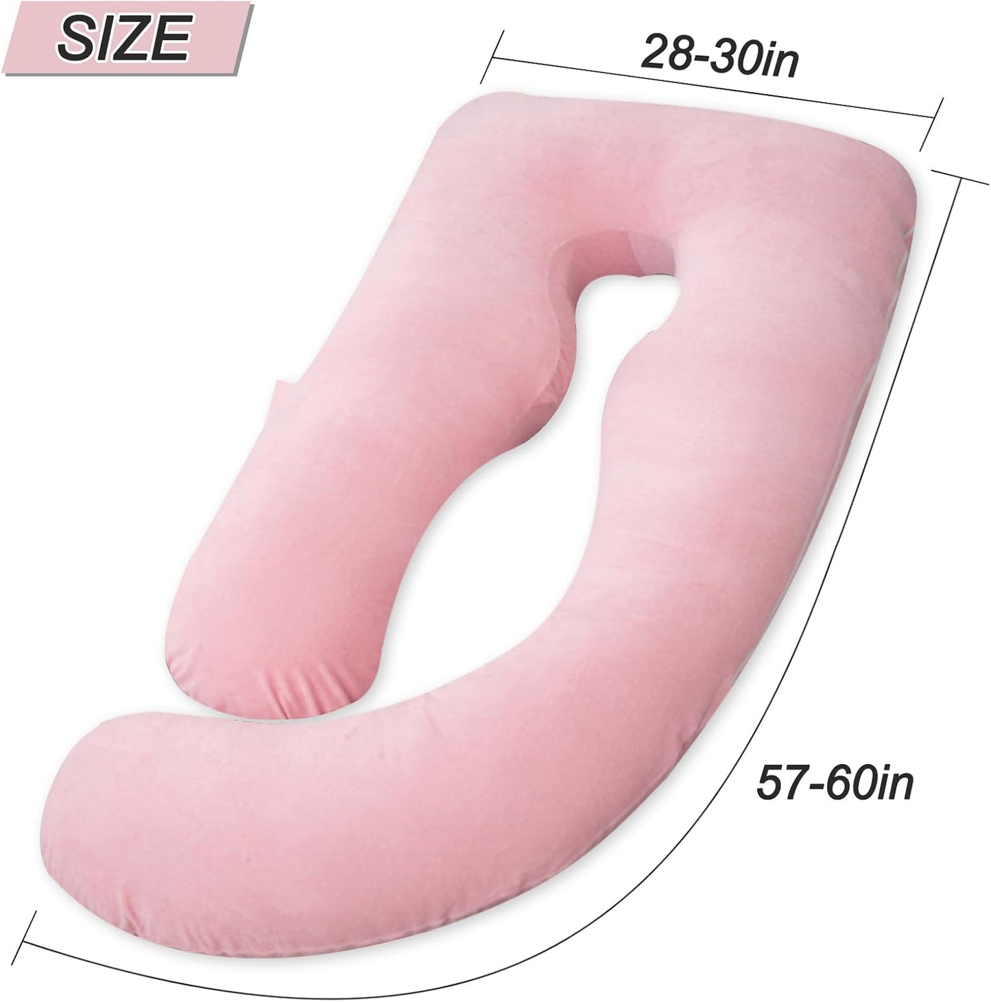 60 Inch Pregnancy Pillows for Sleeping, Extra Large U Shaped Body Pillow, Pregnancy Pillow, Maternity Pillow for Pregnant Women with Velour Cover (Pink)