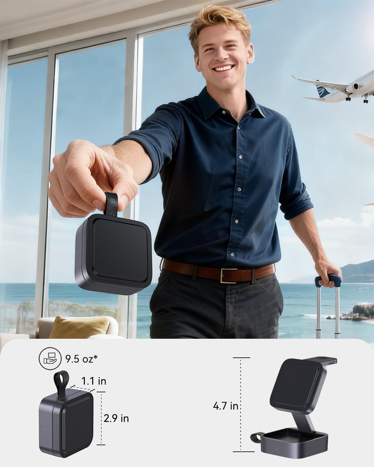 3 in 1 Wireless Charging Station for Apple Devices, Magnetic Foldable Travel Fast Charger Stand Compatible with MagSafe for iPhone Air/17/16/15/14/13/12 Series, Apple Watch & AirPods Pro/4/3/2-Black