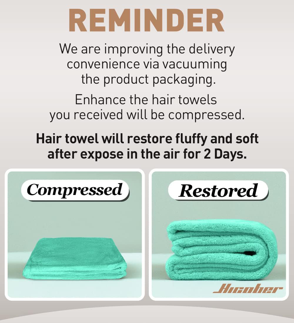 Hicober Microfiber Hair Towel, 3 Packs Hair Turbans for Wet Hair, Drying Hair Wrap Towels for Curly Hair Women Anti Frizz (Pink,Blue,Green)