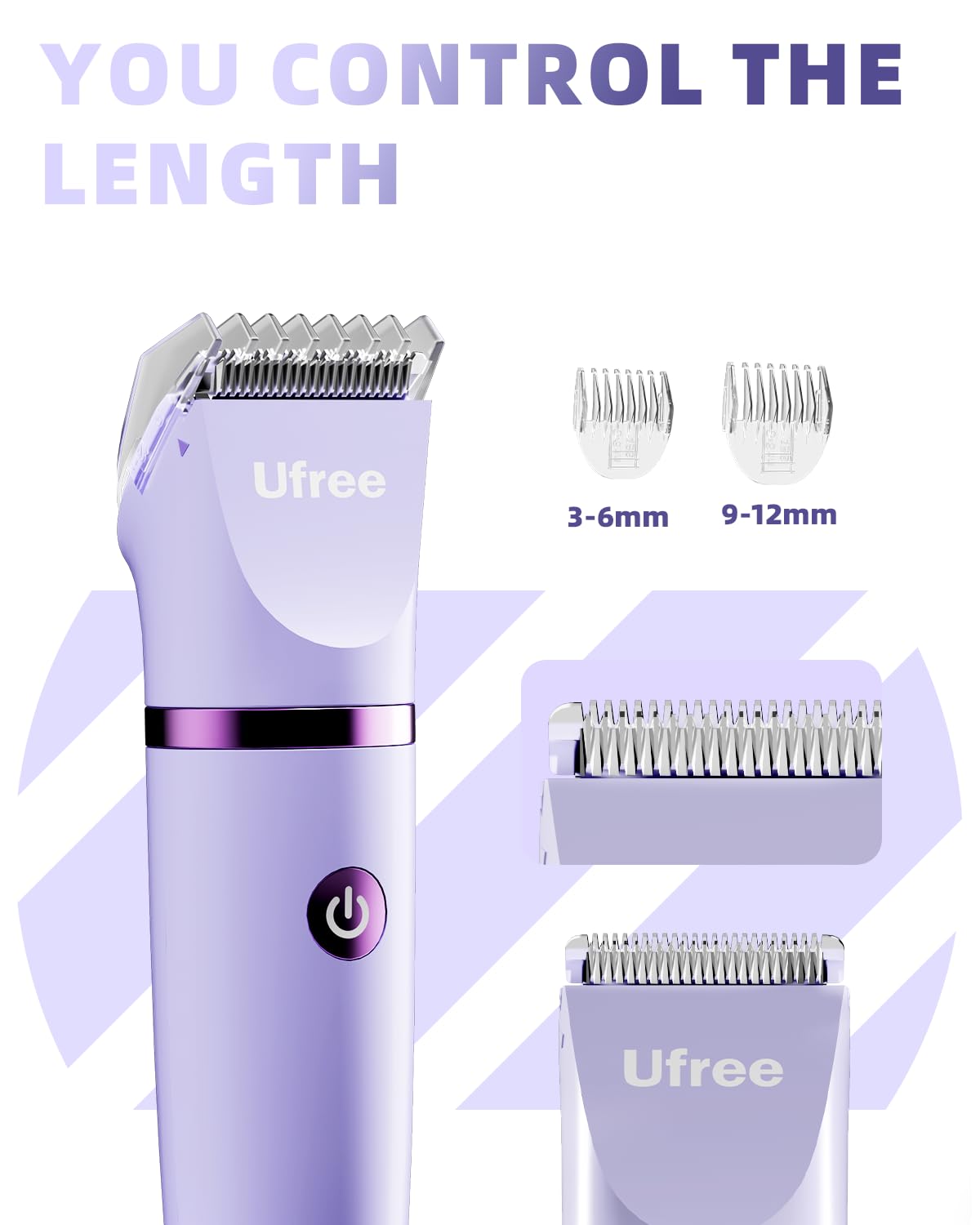 Ufree Bikini Trimmer Electric Razors for Women, Ceramic Blade Body Hair Trimmer, IPX7 Waterproof Rechargeable Lady Shaver, Personal Groomer for Legs & Pubic Hair, Gifts for Women, Purple