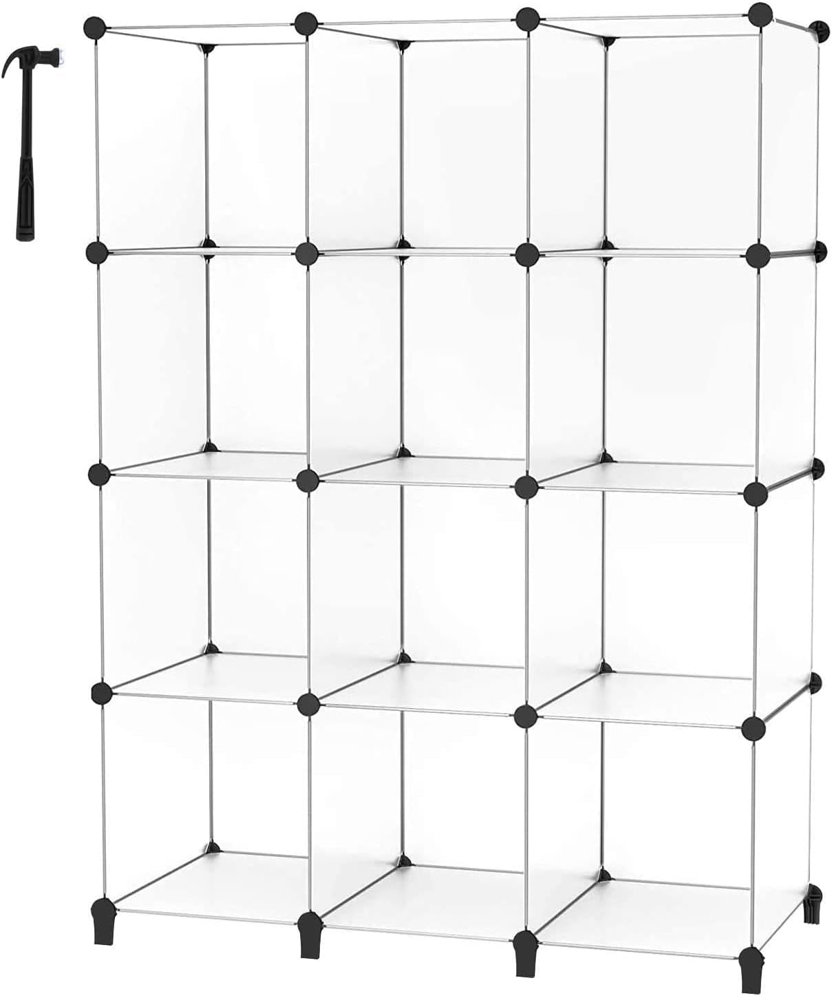 Closet Organizer, 12-cube Closet Organizers and Storage, Portable Cube Storage Organizer, Closet Shelves for Kids, Closet, Bedroom, Bathroom, Office, Transparent
