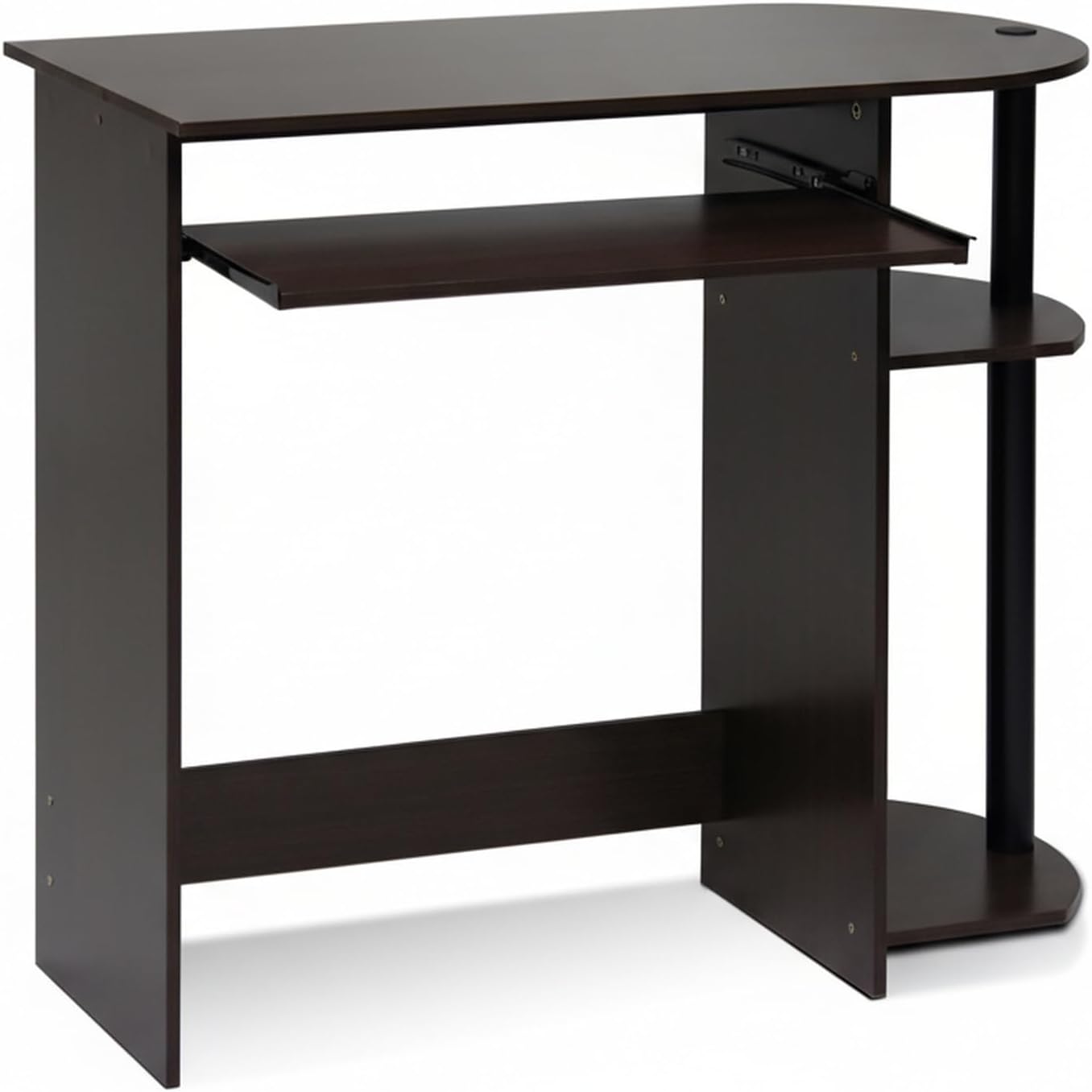 Furinno Simplistic Easy Assembly Computer Desk, With Keyboard Tray, Dark Brown/Black