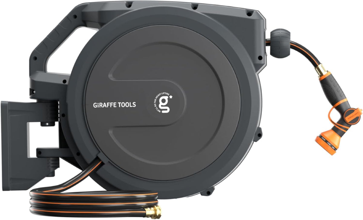 Giraffe Tools Retractable Garden Hose Reel 1/2"155FT Auto Rewind