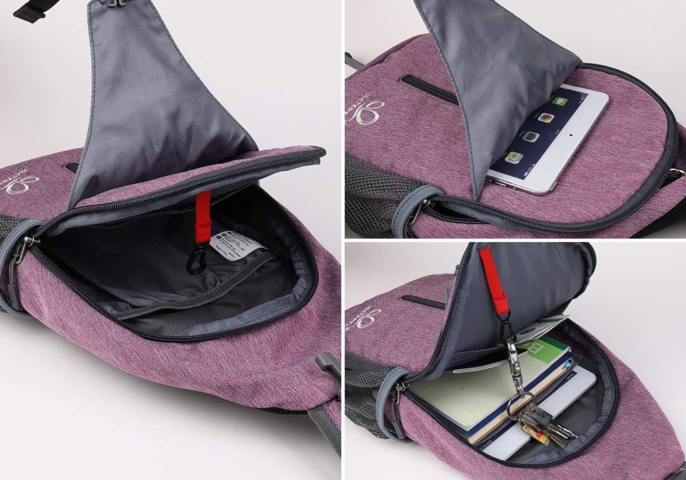 WATERFLY Crossbody Sling Backpack Sling Bag Travel Hiking Chest Bag Daypack (Purple)