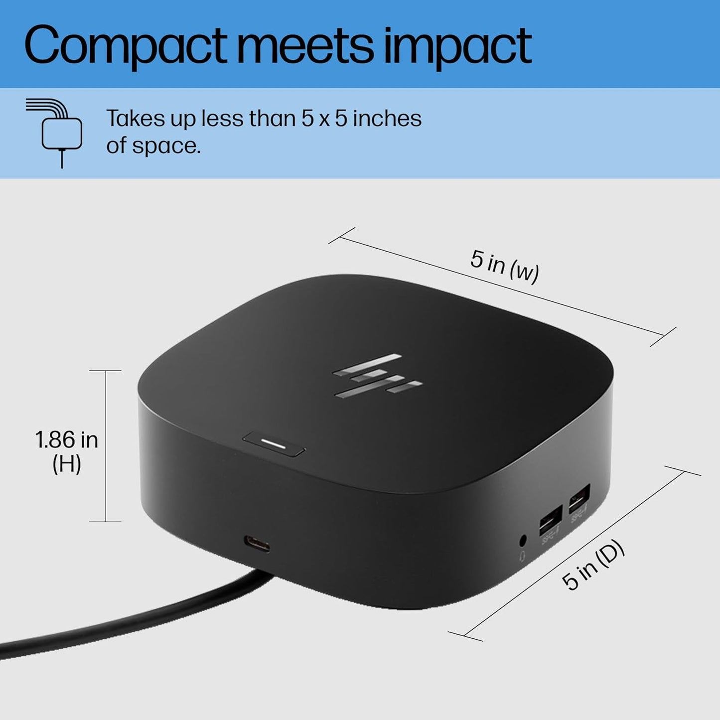 HP USB-C Dock G5-11-in-1 Adapter for Both USB-C and Thunderbolt-Enabled Laptops, PCs, & Notebooks - for Charging, Networking, or Data Transfers - Great for Secure & Remote Management,Black