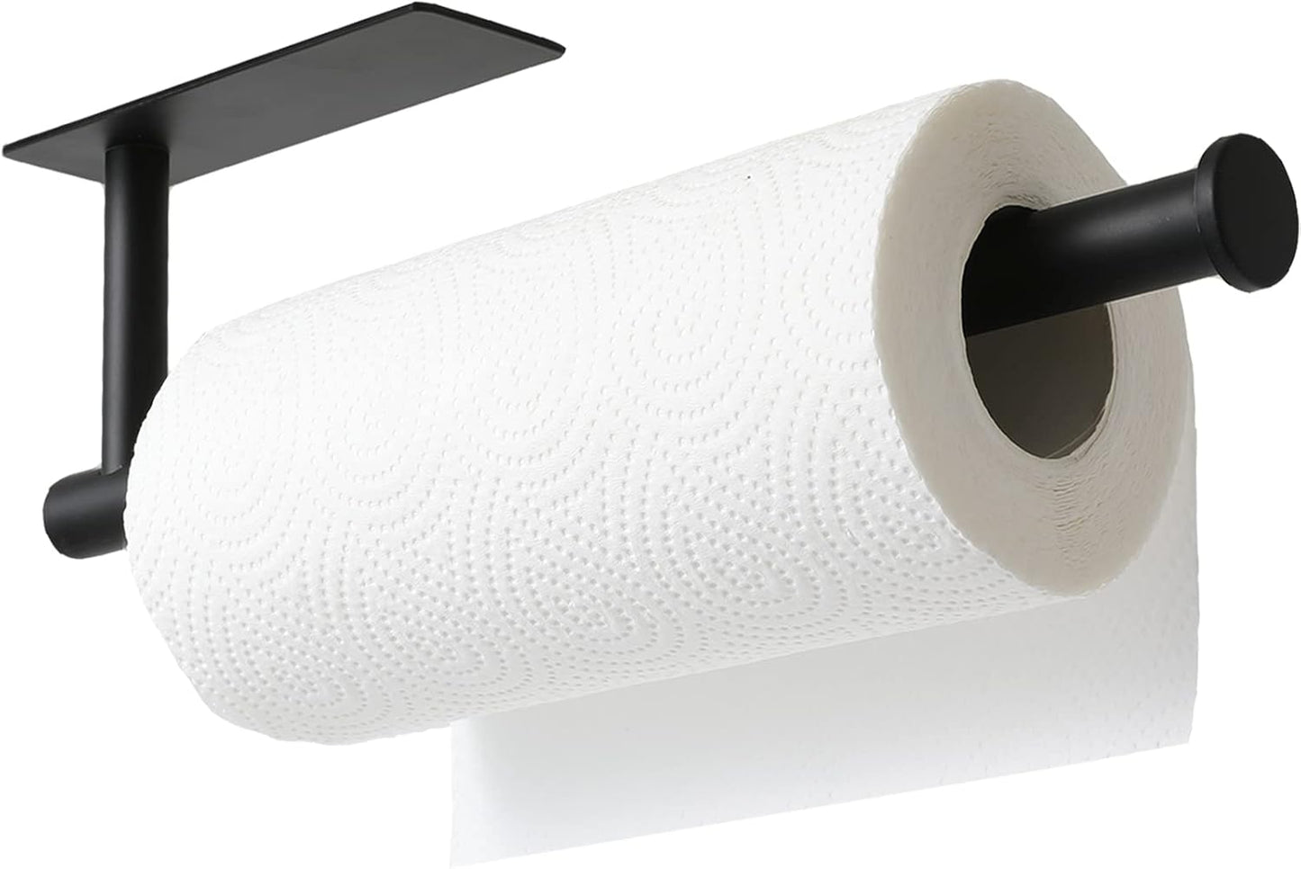 theaoo Paper Towel Holder - Under Cabinet Paper Towel Holder for Kitchen, Adhesive Paper Towel Roll Rack for Bathroom Towel, Wall Mounted Matte Black Paper Towel Rack, SUS304 Stainless Steel(1, Black)