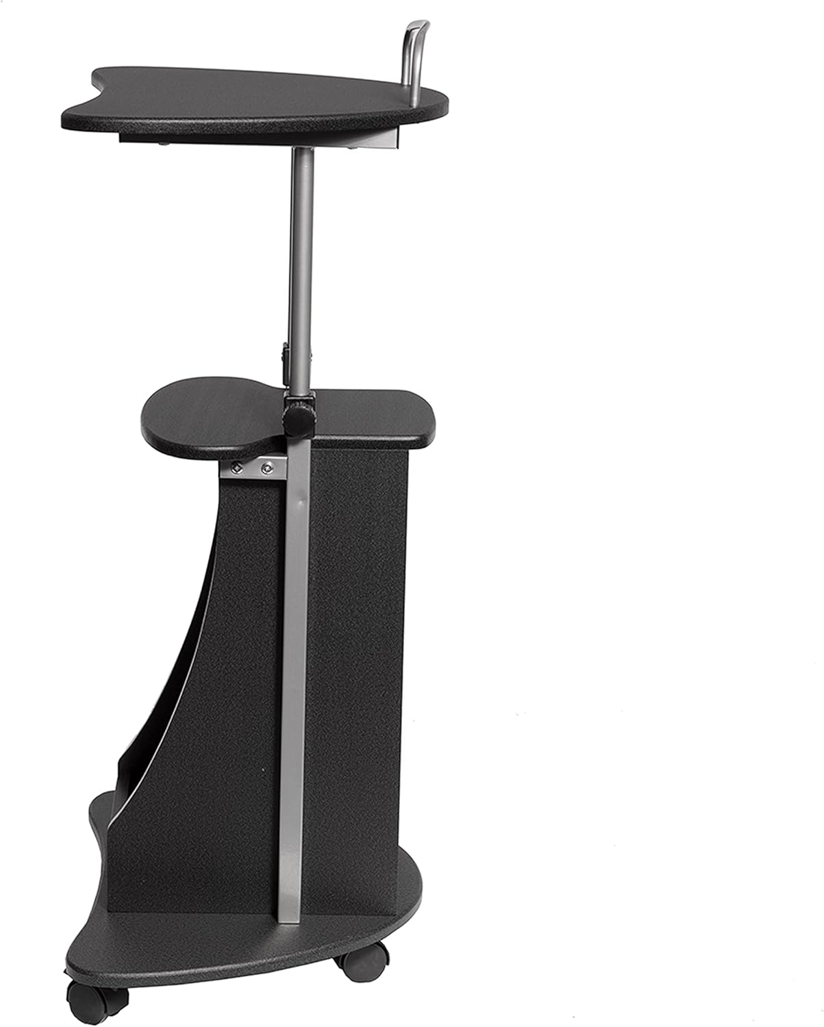 Techni Mobili Sit-to-Stand Rolling Adjustable Height Laptop Cart with Storage, Graphite, 22 x 16 x 46