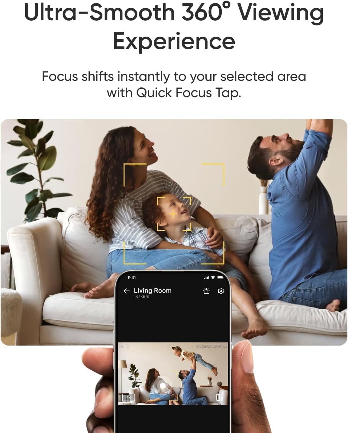 eufy Security 4K Indoor Camera E30-No Subscription,Work as Pet Camera,Nanny/Baby Monitor,360° Pan&Tilt,AI Auto Tracking,AI Detection,24/7 Recording,Color Night Vision,Two-Way Audio,Works with HomeKit