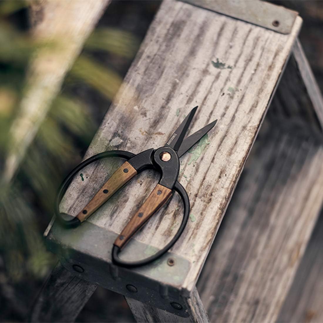 Barebones Garden Scissors - Walnut Scissors - Garden Supplies and Indoor Plant Accessories - Plant Shears with Wide Handles - Comfortable Fit Trimming Shears (Small)