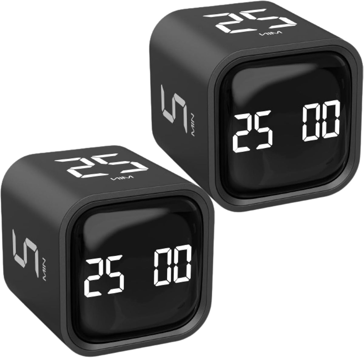 Rotating Productivity Timers 5/25/10/50, Desk Flip Timer for ADHD, 2 Black