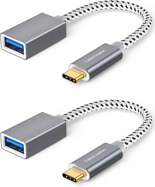 CableCreation 2-Pack USB to USB C Adapter 0.5FT/0.15m, USB C OTG Cable