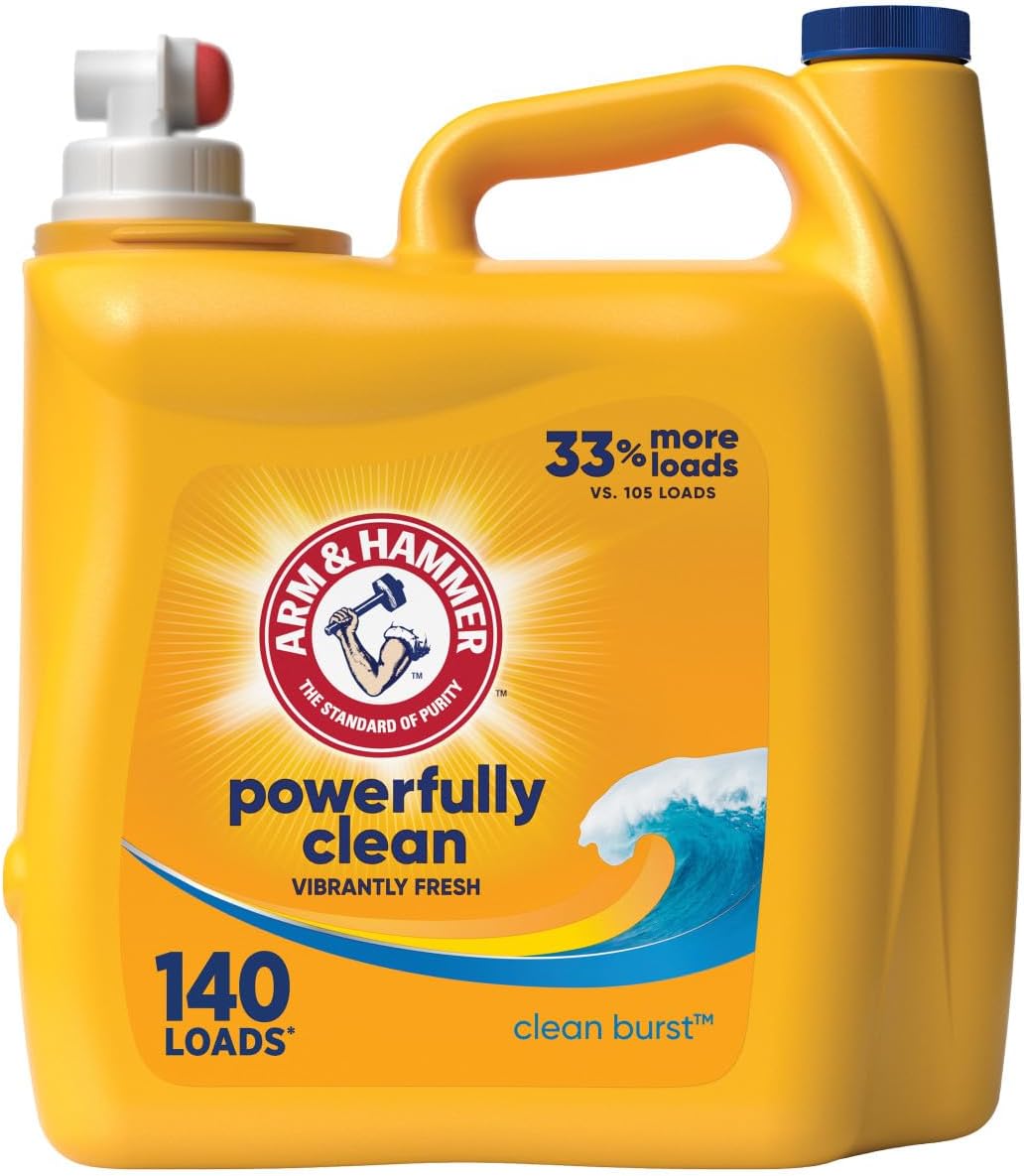 ARM & HAMMER Liquid Laundry Detergent, Clean Burst Fresh, 174 fl oz, 174 Loads