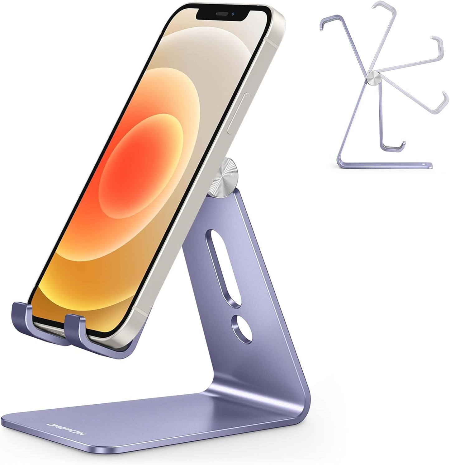 OMOTON Adjustable Cell Phone Stand, C2 Aluminum Desktop Phone Holder Dock Compatible with iPhone 15 14 13 Xs XR 8 Plus 7 6, Samsung Galaxy, Google Pixel, Android Phones, Navy Blue