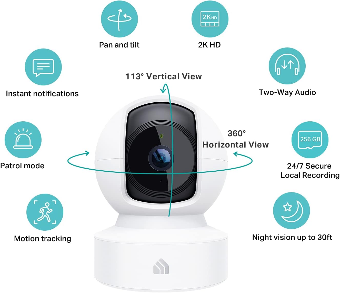 Kasa 2K+ Indoor Pan/Tilt Wired Security Camera - Works as a Baby Monitor & Pet Camera, Motion Detection & Tracking, 2-Way Audio, Night Vision, Subscription-Free Local Storage or Optional Cloud, KC410S