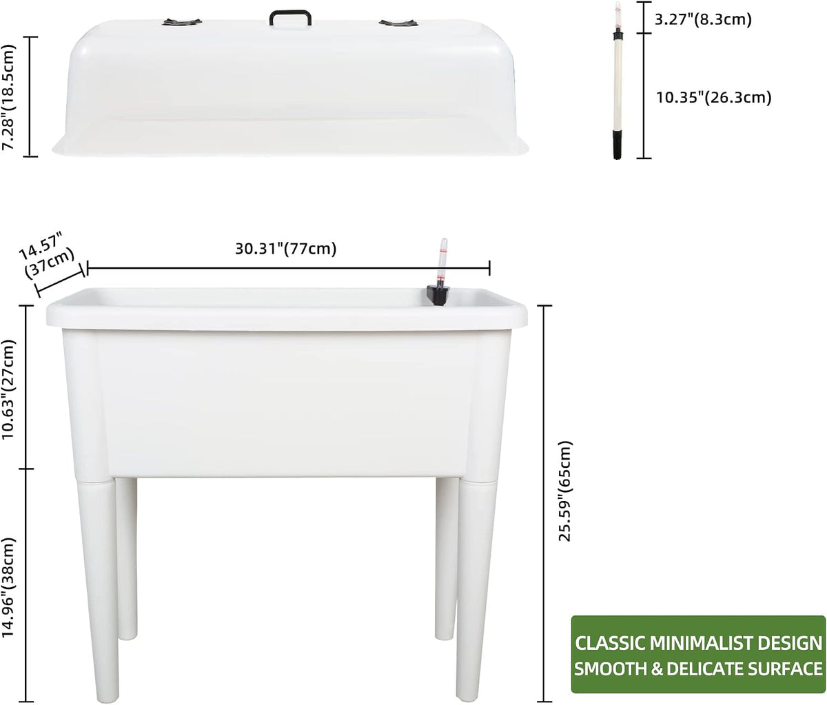 Dexceder 13.2 Gallon Self Watering Raised Garden Bed (White)