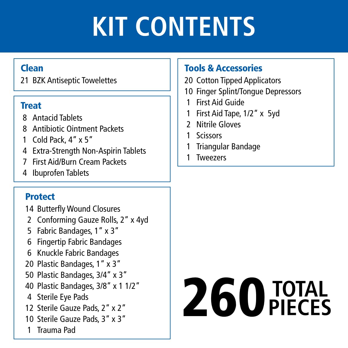 First Aid Only 91248 OSHA-Compliant First Aid Kit, All-Purpose 50-Person Emergency First Aid Kit for Business, Worksite, Home, and Car, 260 Pieces