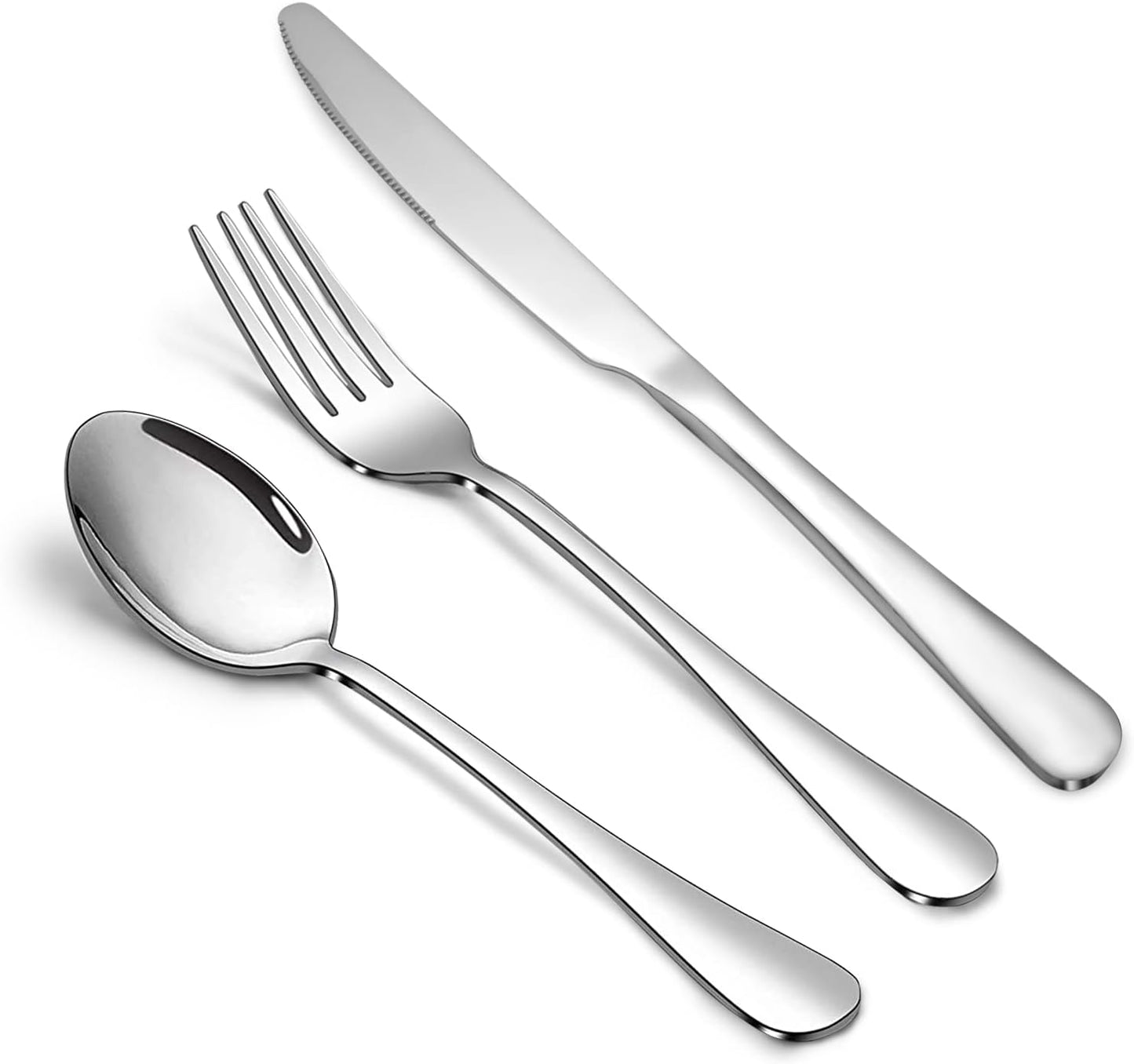 Silverware Set,SANTUO Stainless Steel Knives Spoon Forks Set for Home, Kitchen and Restaurant, Mirror Polished& Dishwasher Safe (12pcs-Silverware set)