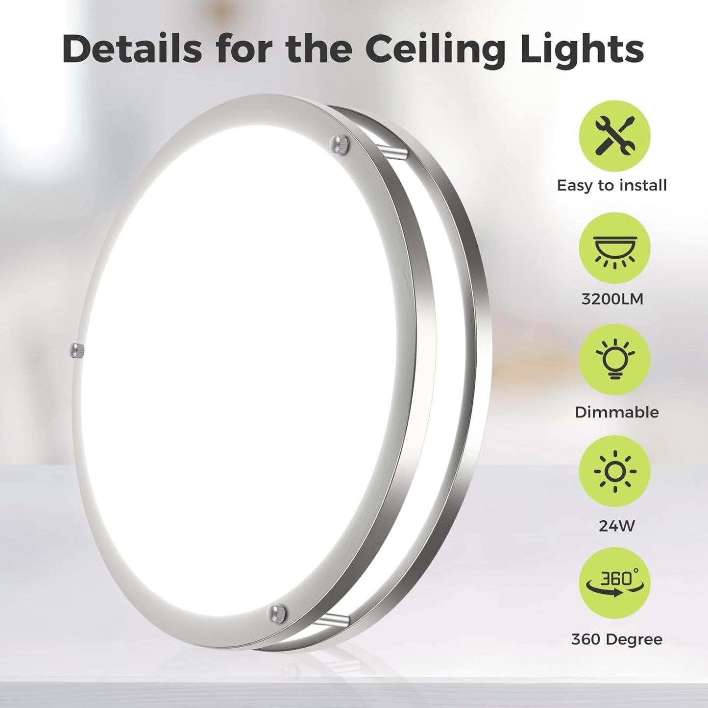 hepside 2 Pack Flush Mount Ceiling Light Fixture, Dimmable & 5Color Temperatures Ceiling Light Black, 13inch 24W 3000K 3500K 4000K 5000K 6500K Adjustable Ceiling Lamps for Bathroom Bedroom Hallway