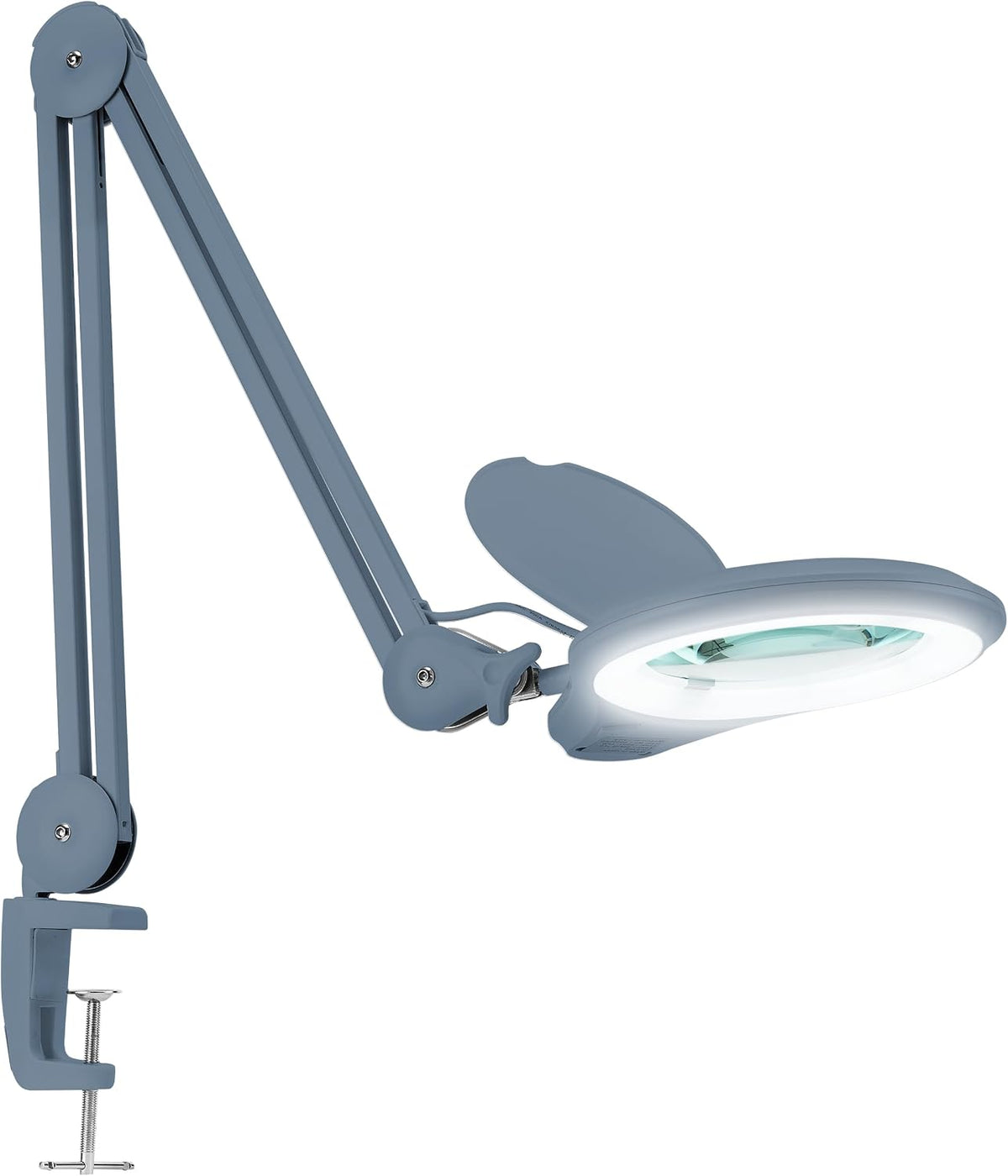 Neatfi LED Bifocal Magnifying Lamp 1,200 Lumens – 5” Glass Lens, Dual Magnification 2.25X/6X, Dimmable | Adjustable Arm with Clamp | Crafting, Jewelry & Reading (5 Diopter + 20 Diopter, Gray)