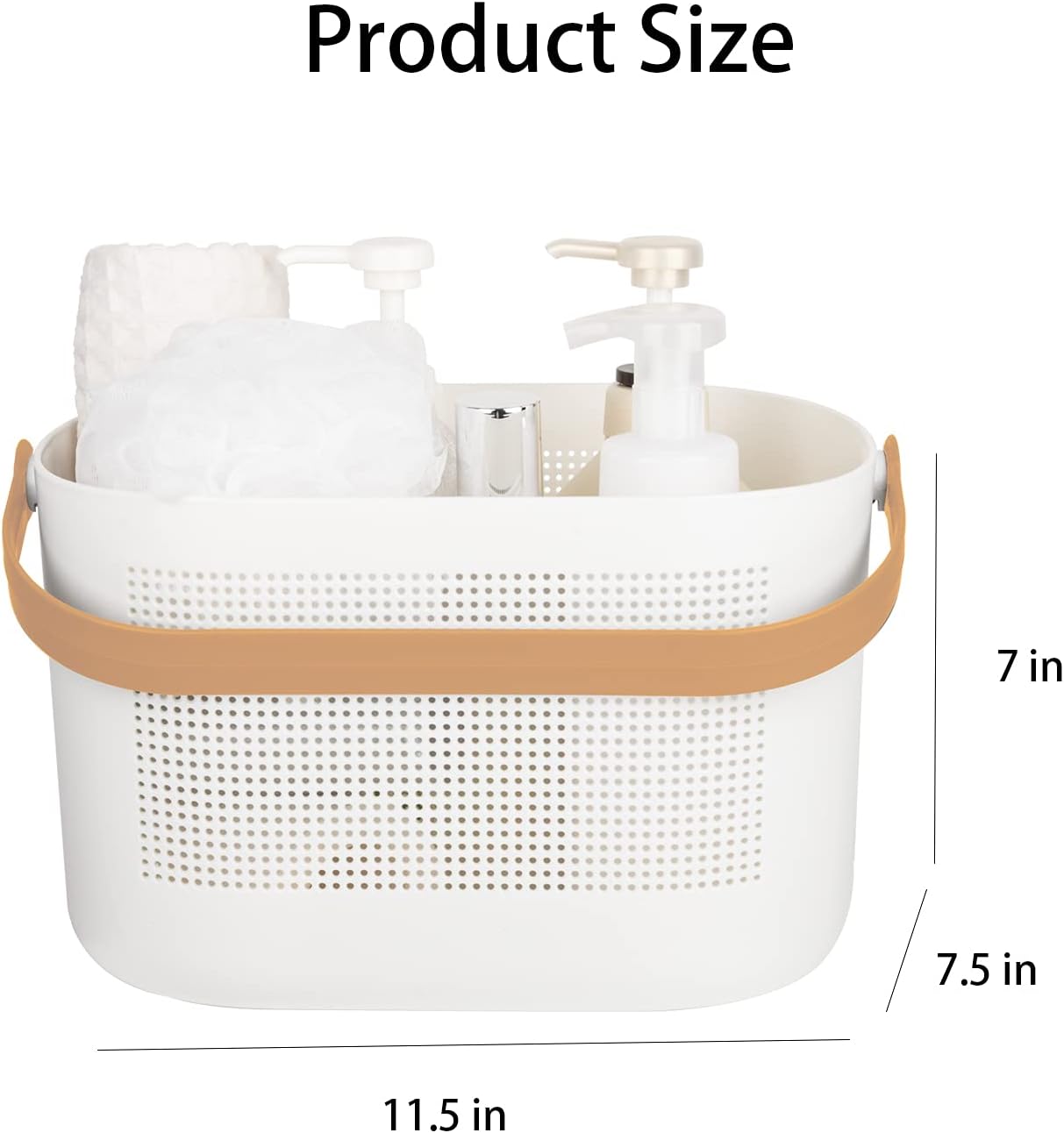 UUJOLY Plastic Storage Baskets with Handles, Shower Caddy Shelf Organizers Basket for Bathroom, Kitchen, Dorm Room, Yellow