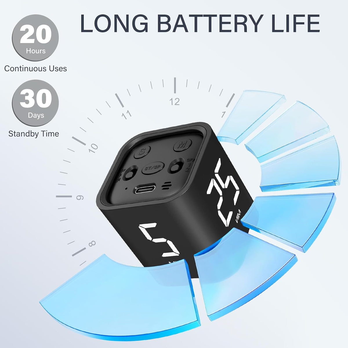 Rotating Productivity Timers 5/25/10/50, Desk Flip Timer for ADHD, 2 Black