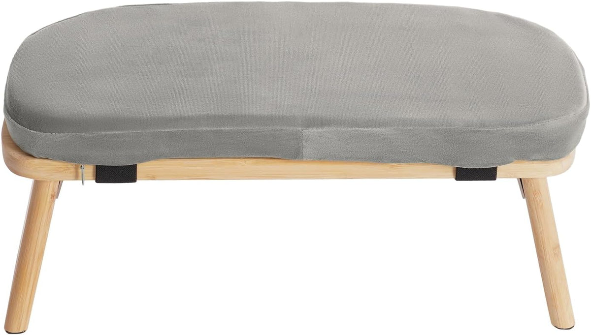 Meditation Prayer Bench, Portable Foldable & 5° Ergonomic Tilt Kneeling Meditation Yoga Stool with Cushion & Carry Bag for Home/Studio/Gym, Bamboo & Velvet Kneeling Stools (Grey)