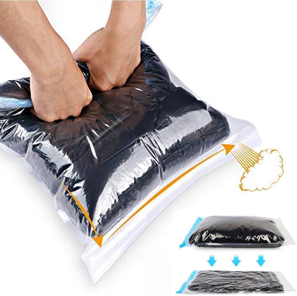 ALMING Compression Bags - Travel Accessories - 10 Pack Space Saver Bags - No Vacuum or Pump Needed - Vacuum Storage Bags for Travel Essentials - Home Packing-Organizers (Blue)
