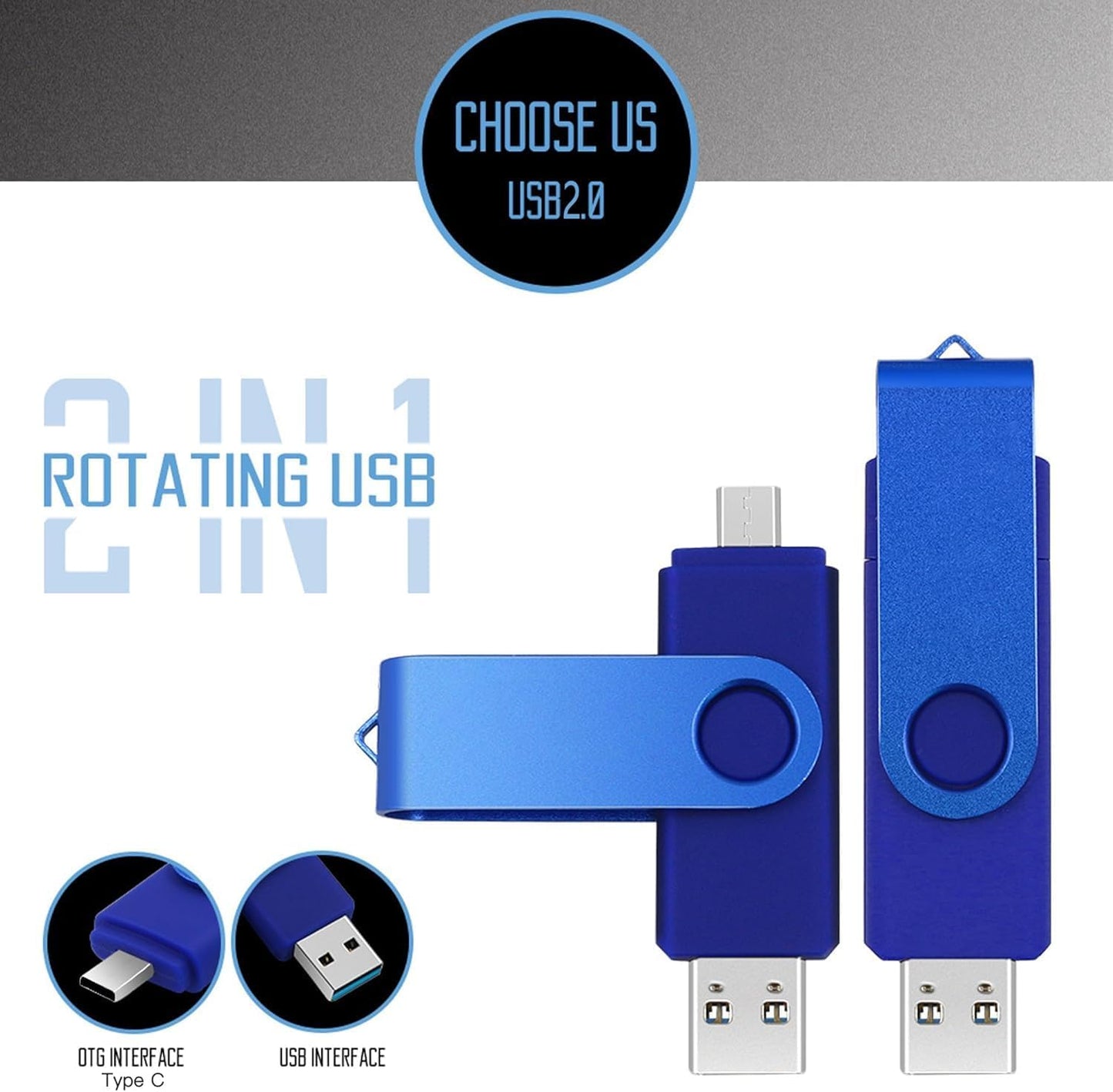 USB Flash Drive 128GB Thumb Drive,USB 2.0 Jump Drive Portable,Pen Drive Metal Swivel,High Speed for Data Storage