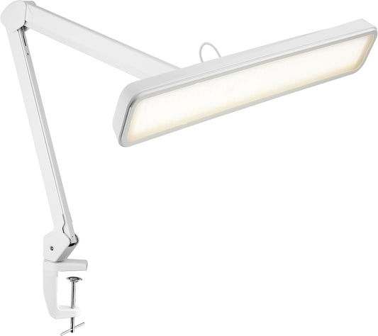 Neatfi XL 2,500 Lumens 30W LED Task Lamp with Clamp | 324 SMD LEDs | CCT | 5 Light Modes | 3000K–6000K | Dimmable | Adjustable Arm with Clamp | Desk Light for Home (White, 22-Inch Wide Shade)