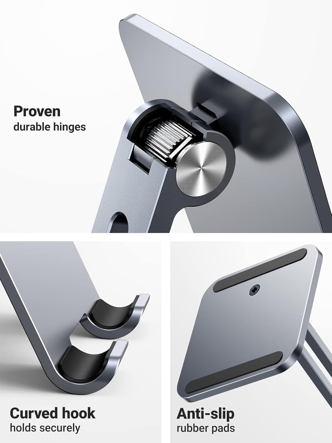 UGREEN Tablet Stand Compatible for iPad Desk Stand Holder Adjustable Aluminum Thicker Base Compatible with iPad Pro Air Mini 13 12.9 11 Inch Home Office Desk Accessories Grey