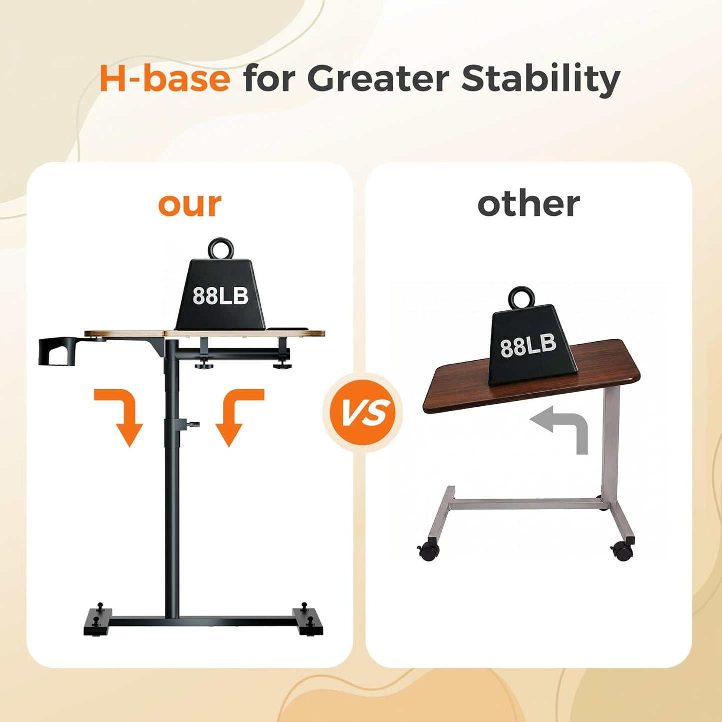 Aothia Small Standing Desk Rolling Table Adjustable Height, Laptop Mobile Stand with Wheels, Overbed Table, Portable Computer Workstation with Tiltable Desktop for Teacher Classroom Home Office, Brown