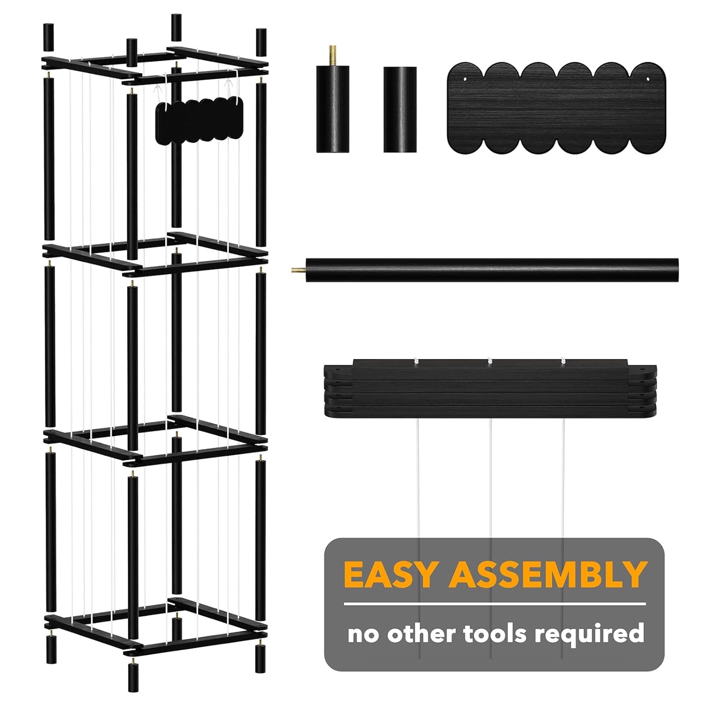 SpaceAid Stuffed Animal Storage Organizer, Wood Animals Zoo Toy Plushies Storage Holder, Large Capacity Plush Toy Cage for Playroom Organization, 15.8" Wide, Black
