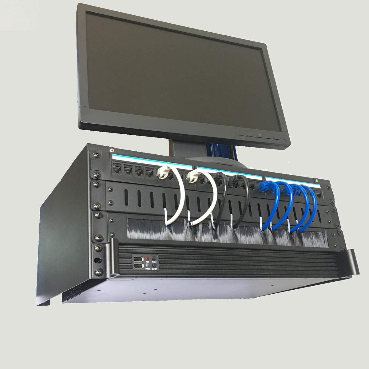 2 Pack-1U Brush Panel 19-inch Rack Mount Disassembled