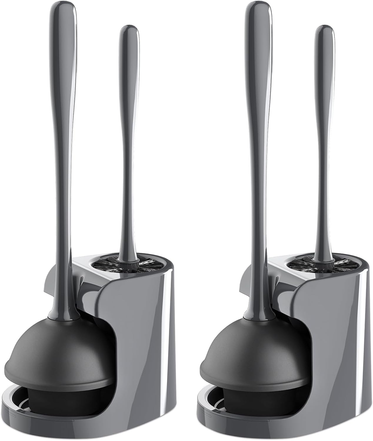MR.SIGA Toilet Plunger and Bowl Brush Combo for Bathroom Cleaning, White, 2 Sets