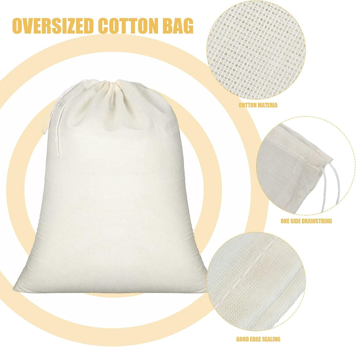 Tatuo 50 Pcs Muslin Bags 10 X 12 Inches, Cotton Drawstring Pouches Party