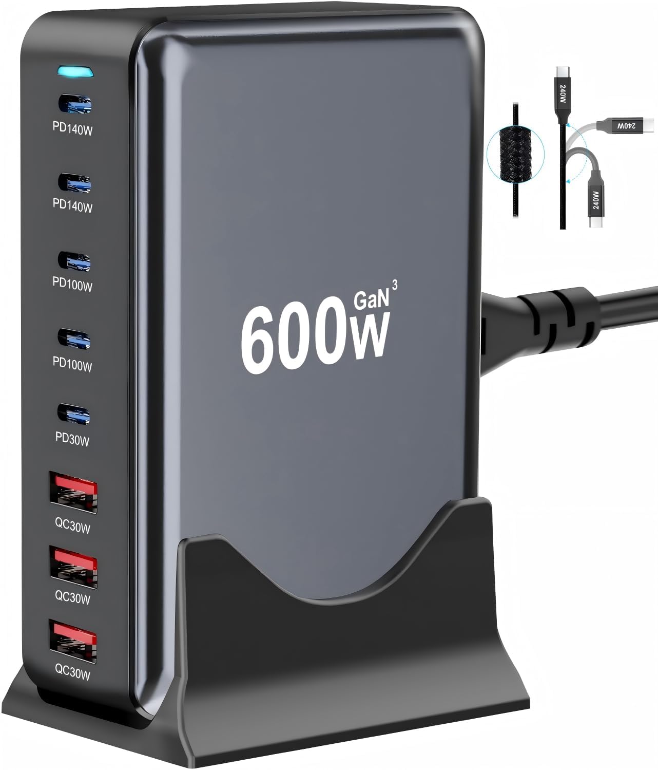 320W USB C Fast Charger Block, Multi-port USB Charging Station, GaN Ⅲ Double 100W PD PPS Port Fast Charging Station for Multiple Devices,Laptop Wall Charger Compatible with MacBook, iPhone 17,iPad etc