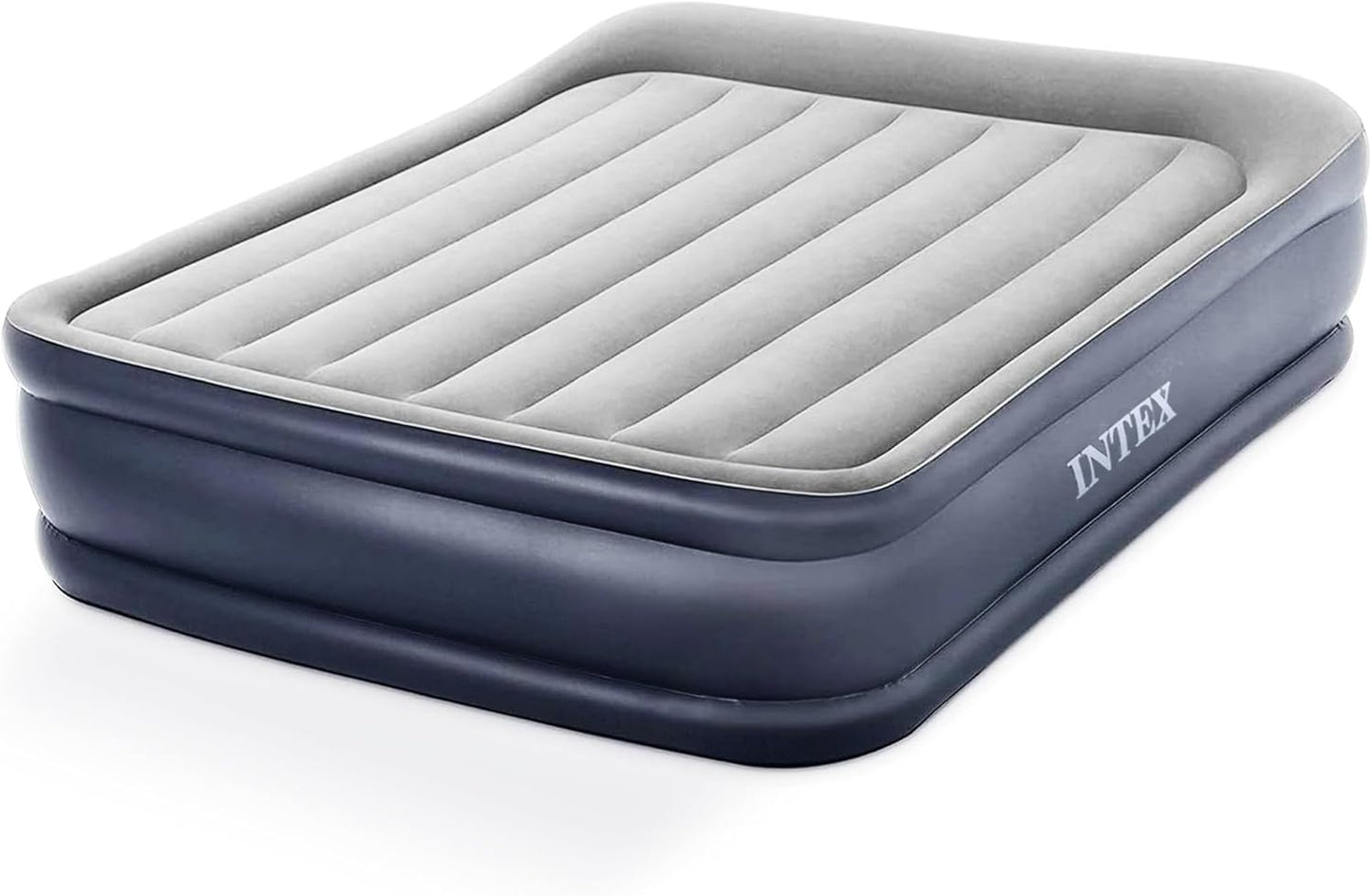 INTEX 64135ED Dura-Beam Plus Deluxe Pillow: Fiber-Tech – Queen Size – Built-in Electric Pump – 16.5in Bed Height – 600lb Weight Capacity