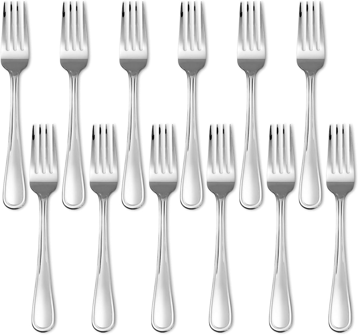 KOOMADE Dinner Fork Set -12 PCS Silver 18/0 Premium Food Grade Stainless Steel Flatware Salad Forks， Durable Metal Forks Silverware, Mirror Polished & Dishwasher Safe for Home, Kitchen, Restaurant