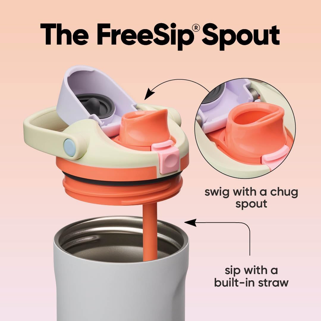 Owala FreeSip Sway Insulated Stainless Steel Water Bottle with Two-Way Spout, Built-In Straw and Bucket Handle, Made for Travel, School, and Sports, 40oz, BPA Free, Leak Proof, Beach House